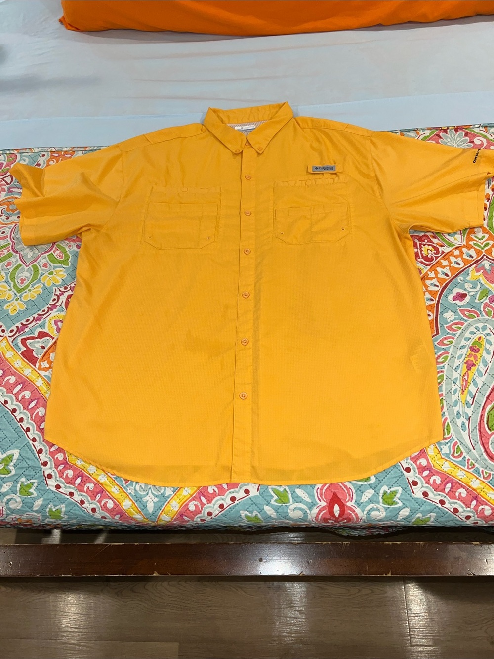 Columbia Men’s Short-Sleeve Button-Up Shirt - Yellow